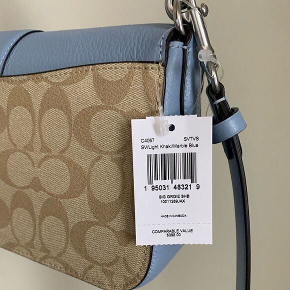 New Coach  Leather Shoulder Bag In Signature Canvas - Picture 15 of 15